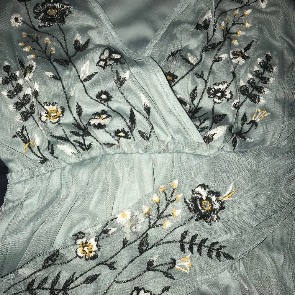 Mesh floral embroidered dress